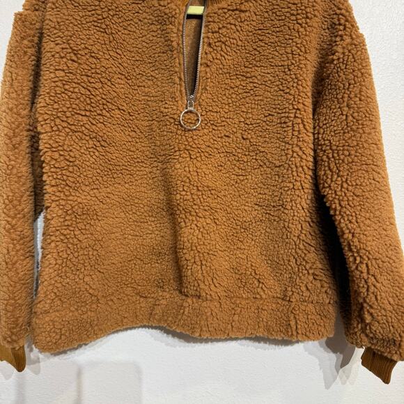 J.O.A. Brown Mock Neck Teddy Fur Pullover Sz M NWT - Picture 5 of 14